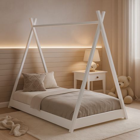 Alavya Home TIPI Kinderbett LUNA 70x140 cm Buche - Weiß (1/5)