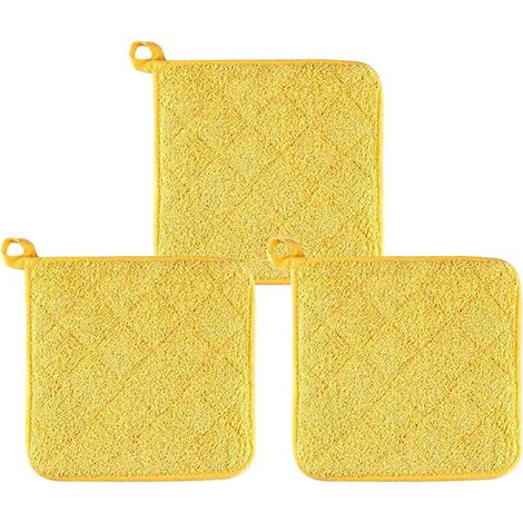 Ensemble de 3 pièces pour la cuisine : poignées de casserole souples et résistantes à la chaleur avec boucle de suspension, patins antidérapants carrés et résistants, et nappe en tissu éponge épais.