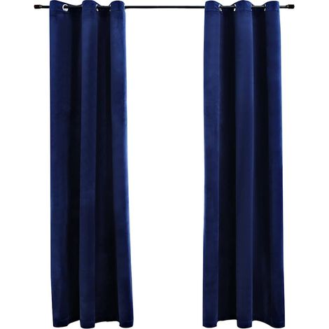 Rideaux occultants et anneaux 2pcs bleu marine 94x160cm velours vidaXL (1/5)