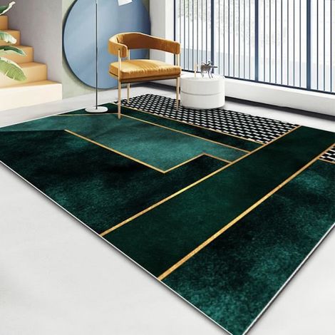 Tapis Paillasson Entree Exterieur WOVTE, Moderne LumièRe Vert Foncé GéOméTrie Salon Chambre Chevet Tapis Tapis De Sol 120160CM- 19 (1/4)
