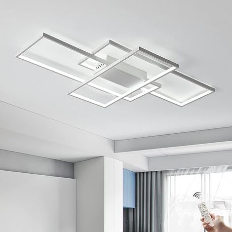 Ganeed Lámpara de techo regulable, 110 cm Lámpara de techo con control remoto Lámpara de araña moderna, cuadrado de 70 W cerca de la luz de techo para la sala de estar del dormitorio, dorado (1/5)