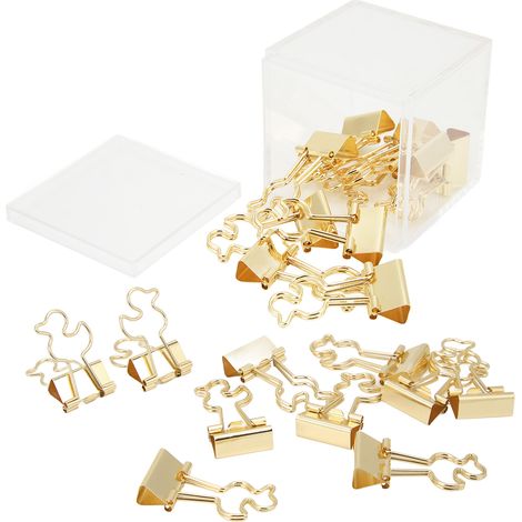 20Pcs Paper Clips Strong Clamping Force Durable Iron Little Duck Design Wide Application Small Binder ClipsGold (1/5)