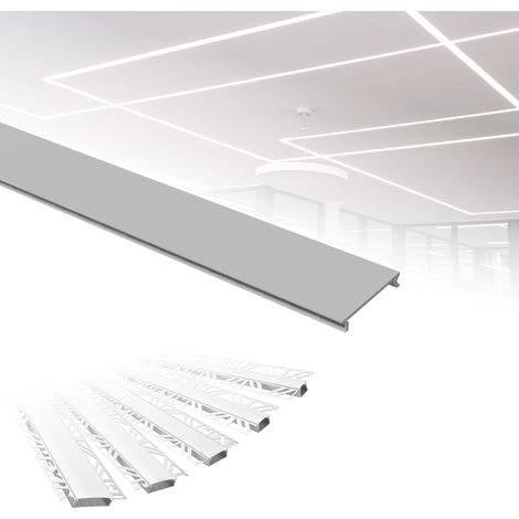 HEXIM Profili in alluminio per LED, cartongesso a incasso con copertura opalina, diverse larghezze: ALED 2 - Larghezza luminosa di 20 mm, Montageabdeckung (de)