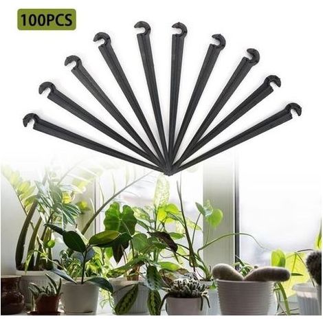 Lot de 100 Tuyau Goutte à Goutte Support, Goute a Goute Arrosage Support, Irrigation Support,Piquets de Tuyau Égouttement, Piquets de Tuyau Irrigation, pour 4/7 Tuyau d'Arrosage Goutte à Goutte (1/5)
