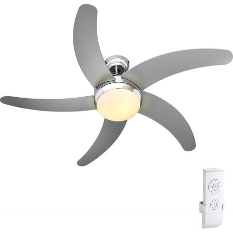 Ventilatore da Soffitto 5 Pale Legno con Lampada e Telecomando Diametro 132 cm