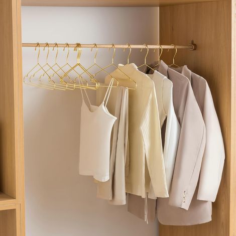Cintres métalliques robustes de 43 cm (17 pouces), cintres pour vêtements, cintres standards pour costumes, portant pour chemises et robes, lot de 30, dorés (1/4)