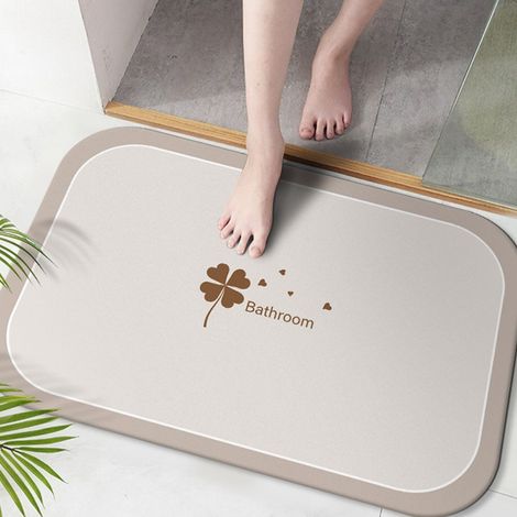 Ede Trèfle à quatre feuilles - Abricot Lumière du matin 5080cm (Terre de diatomées) Tapis de sol en terre de diatomées, tapis de salle de bain antidérapant, tapis de toilette résistant à l'usure et ab (1/4)