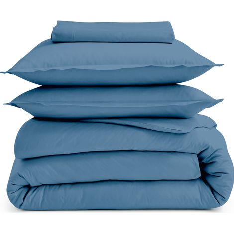 Drap-housse percale de coton uni bonnet 40 cm Ardoise 140x190 cm