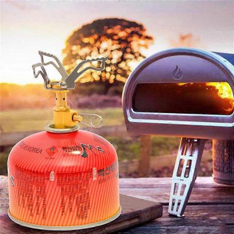 Réchaud à gaz pliable ultra-léger de camping, mini-réchaud de poche pour pique-nique et survie. (1/5)