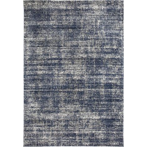 Tapis kilim tissé 120x170 bleu et blanc rectangle motif simple CLARK 12 (1/4)