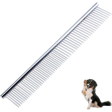 Peigne pour chien 2 en 1 en acier inoxydable - Peigne pour animaux de compagnie - Peigne arrondi en acier inoxydable - Pour enlever les nœuds (1/5)