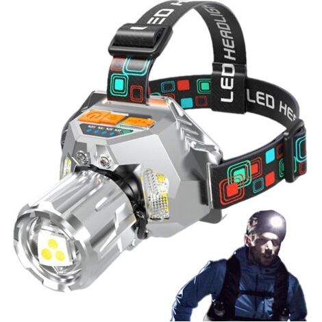 Phares de camping, lampe frontale rechargeable multifonction, lumière LED portable, clarté du faisceau réglable, idéale pour la randonnée, la course, le cyclisme, la pêche et le camping (1/5)