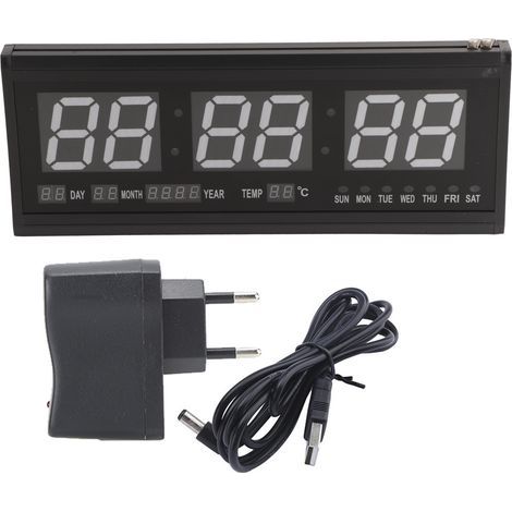 Large Modern LED Digital Wall Clock with Date Display for Office, 24 or 12 Hour Display (1/5)