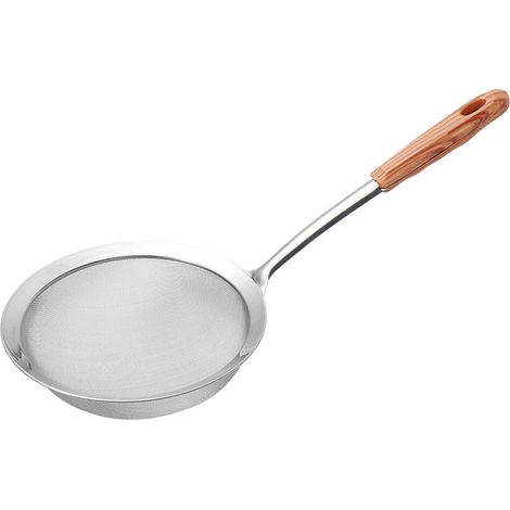 Passoire fine en acier inoxydable, tamis de cuisine avec manche imitation bois, pour riz, huile, pâtes, nouilles, légumes, M 380x133 mm (1/5)