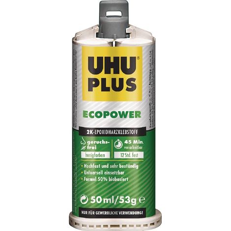 UHU 2K-Epoxidharzklebstoff UHU PLUS ECOPOWER 53 ghonigfarben Doppelkartusche