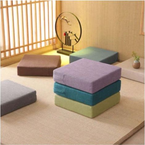 Coussin de sol 40x40x10 cm, double couche mousse à mémoire de forme et mousse haute résilience, épais, assise moelleuse pour sol, coussin de repos japonais, pose au sol, détente, café, 2 en 1 (1/5)