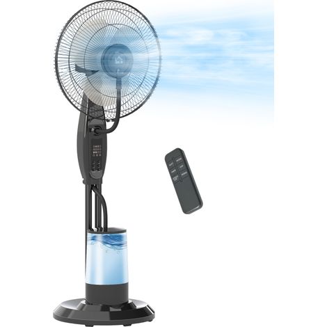 Ventilateur brumisateur 75 W 120 cm avec télécommande, minuterie, oscillation à 70°, tête inclinable, noir