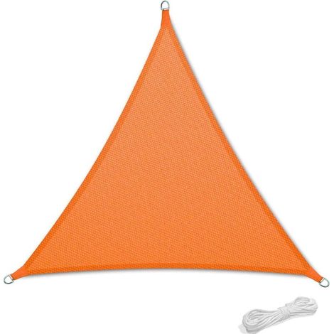 Voile d'ombrage 2x2x2m Auvent Résistante aux Imperméable pour Patio & Terrasse Jardin de Protection Solaire 90% Une Protection des Rayons UV avec Corde Libre Triangulaire Orange