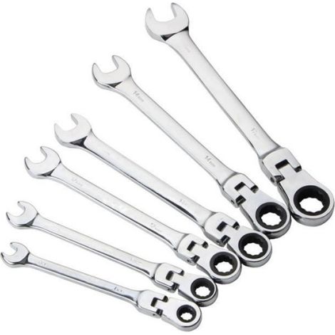 Clés à cliquet pliables,système métrique,6PCS,avec finition chrome, fabriquées en acier au chrome vanadium,forgé et trempé (1/4)