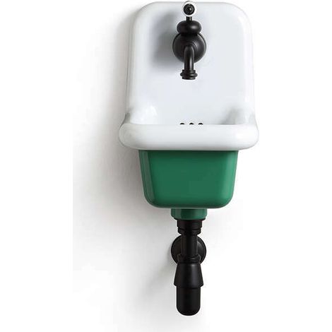 Vasque suspendue en céramique émaillée 60x42x49 cm – Garantie 25 ans – Trop plein inclus – Pour salle de bains rétro – Bleu Provence (1/2)