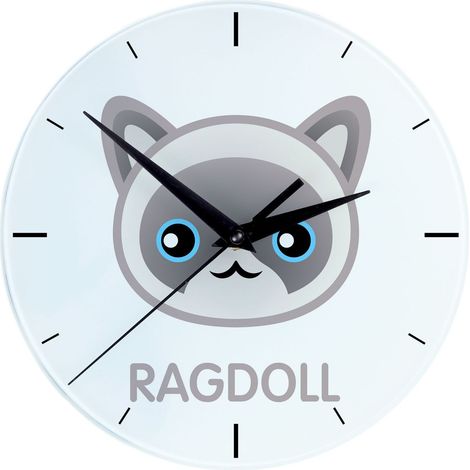 Ragdoll - Reloj de MDF con gráficos e inscripción de Art-Dog (1/4)