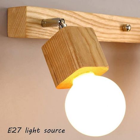 Applique Murale Bois 2 Têtes Nordique LED 3 Réglages Salle de Bain Miroir Éclairage Luminaire PIQUET D'ATTACHE (1/3)