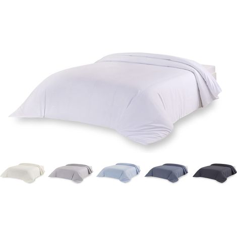 Housse de Couette en Microfibre pour Couette au Toucher Extra Doux Blanc lit 135/140/150-220 x 220 cm (1/5)