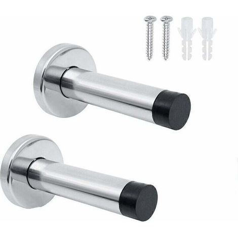 2 Pcs Butée De Porte Intérieure En Acier Inoxydable, Butée De Porte Murale Insonorisée, Arret Porte Murale,Livré Avec Des Vis De Montage Et (1/5)