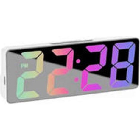 Réveil intelligent à LED avec options d'affichage personnalisables, format 12/24 heures, réglage automatique de la luminosité la nuit et couleur blanche. (1/5)