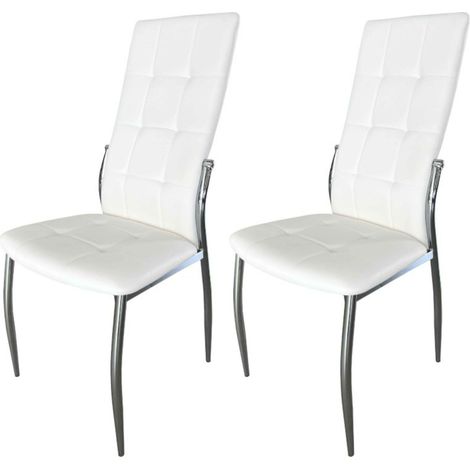 Pack 2 Sillas Comedor Laci Estilo Moderno Polipiel Cromadas Blanco 101x51x45 cm (1/5)