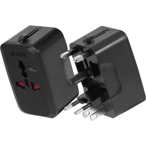 Adaptateur Voyage International US / UK / EU / AUS 1x Sortie Femelle AKASHI