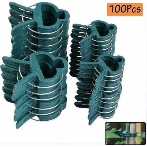 Tuteurs pour plantes 100 pièces Clips pour plantes Clips stables Clips pour plantes, 2 clips pour plantes de jardin réutilisables pour les petites et grandes pousses - Crezuo (1/3)