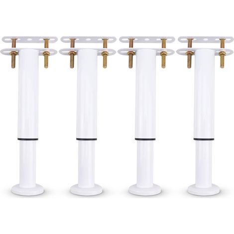 Paquete de 4 patas de soporte de cama de metal ajustables, retráctiles y resistentes, para gabinete, sofá cama, piezas de repuesto de 18-32 cm (paquete de 4 en blanco) (1/5)