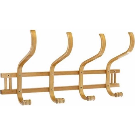 Patère - JUANIO - 60 x 24 x 26 cm - Peuplier & bouleau - 8 crochets - Bois massif (1/4)