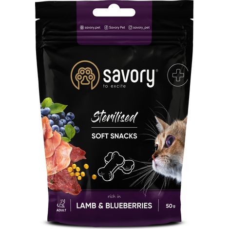 Friandises savoureuses pour chats adultes stérilisés aux baies d'agneau, 60 g (1/4)