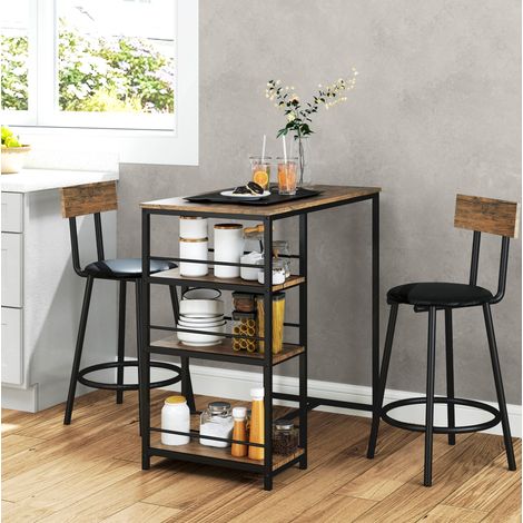 tavolo pranzo 90x50 set 3 pezzi ripiani laterali bar OKMYHOME (1/4)