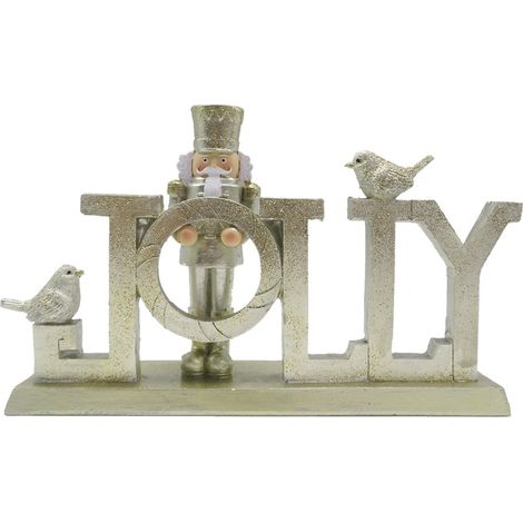 Casse-Noisette Décoration de Noël en Plastique Doré avec Inscription 18 cm - PANGIVO (1/4)