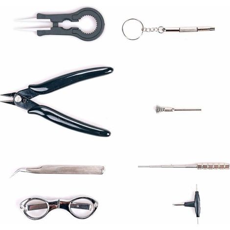 Sac à outils de bricolage, ensemble d'emballages de gabarits de bobines en acier inoxydable de 9 pièces, mini outils et accessoires complets de petite taille - pour l'auto-emballage pour le ménage-Fei