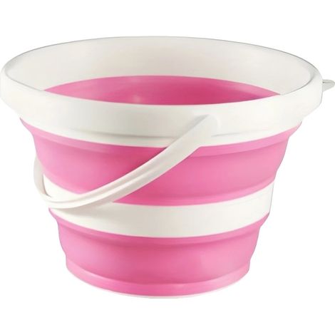 Cubo plegable, diseño resistente, almacenamiento que ahorra espacio, rosa - 10 L (1/2)