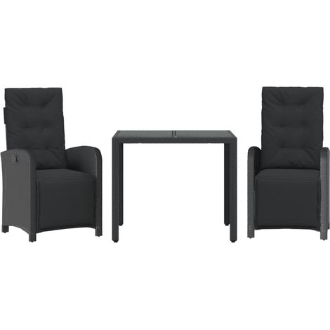 Maison Exclusive - Set da Bistrò 3 pz con Cuscini Nero in Polyrattan (1/5)