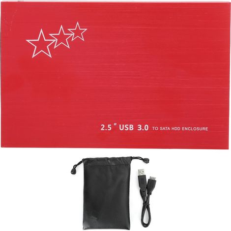 Boîtier externe USB 3.0 pour disque dur 2,5 pouces HDD/SSD haute vitesse, étui de stockage rouge YD0010, accessoire informatique 60G (1/5)