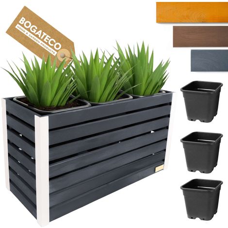 Jardinière Bois Bogateco 57x100x36 cm avec Bac Anthracite (1/5)