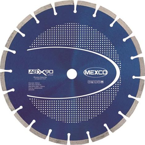 MEXCO X90 Grade Diamond Blade 300mm for Concrete & Abrasives (1/2)