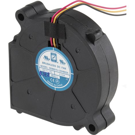 Rs Pro – Ventilateur centrifuge 7.45cfm – Débit d'air 12V c.c. – Vitesse 5000tr/min – Niveau sonore 44dB(A) – Type souffleur (1/2)