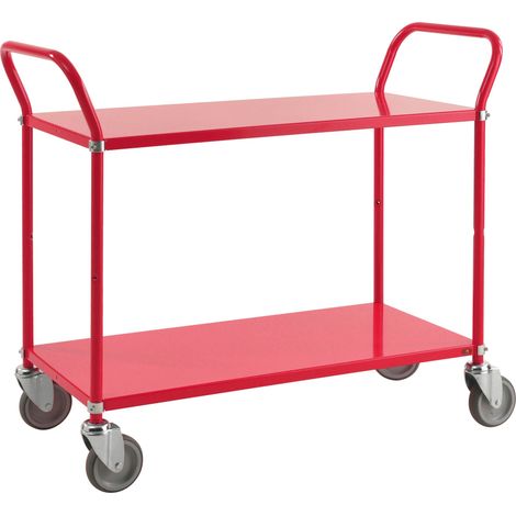 Kongamek Etagenwagen mit 2 Böden 900x440mm in Rot ohne Bremse (1/4)