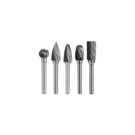 Set di 5 frese rotative in carburo di tungsteno, a doppio taglio, gambo da 6 mm, testa da 10 mm, compatibili con utensili Dremel, trapani/levigatrici elettriche per intaglio, lucidatura e incisione de