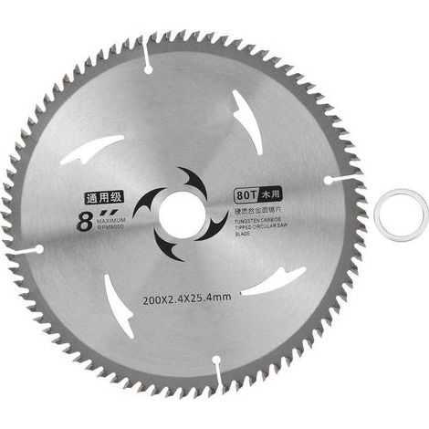 Lame de scie circulaire en carbure pour bois, panneaux de particules et contreplaqué, disque de coupe pour le travail du bois, 8 pouces, 80 dents (1/5)