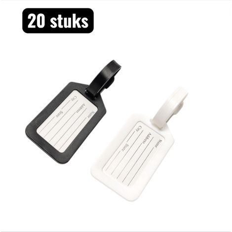 Étiquettes à bagages avec carte d'identification amovible, réutilisables et imperméables, pour valises et sacs de voyage, lot de 20 (1/5)