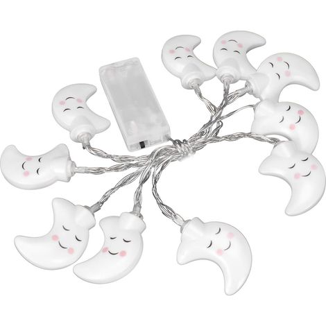 Set di 2 luci a stringa a forma di luna – 10 LED – 1,5 m – Natale/Pasqua – lunga durata – resistenti alle cadute