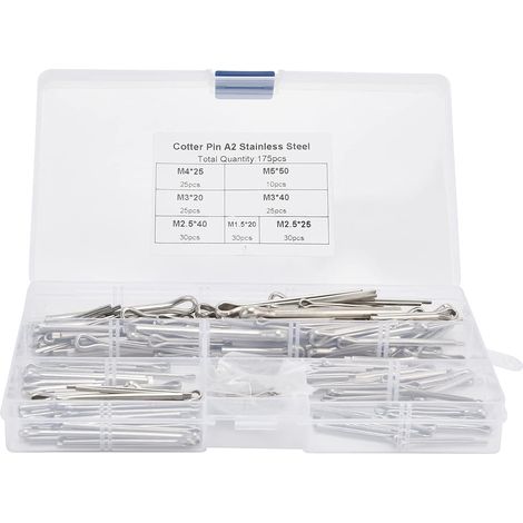 175 pièces goupille fendue ensemble de fixations à clips en métal assortiment de kit pour atelier de machines automobiles (1/5)